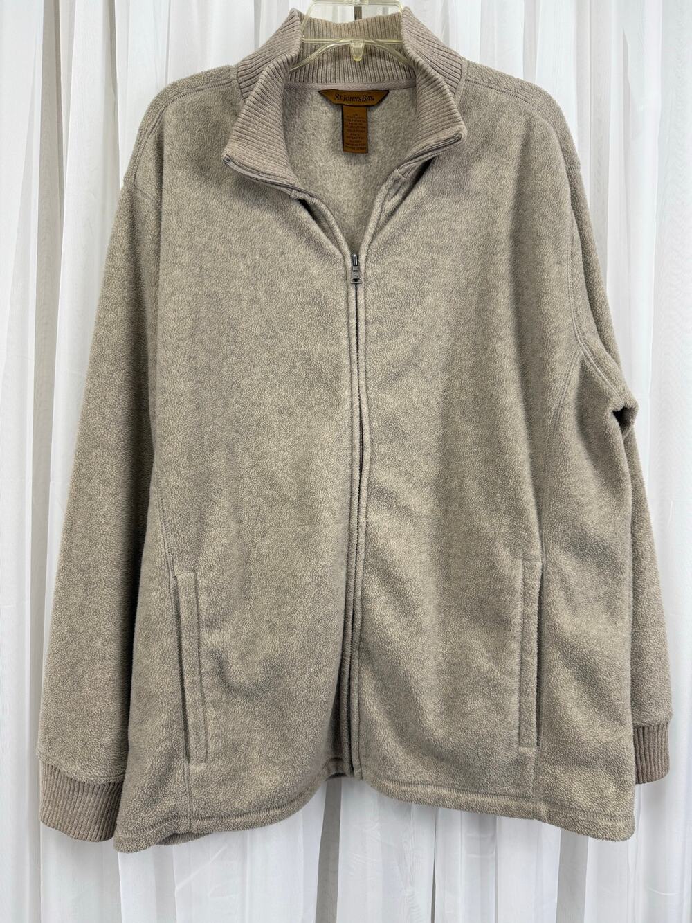 St. John’s Bay Men’s Large Full Zip Fleece Jacket Beige